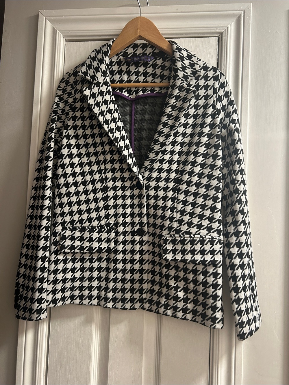 TWIK Black & White Houndstooth Blazer Jacket